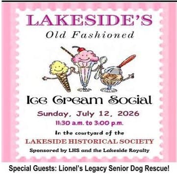 Lakeside Ice Cream Social Adds Senior Dog Rescue Guests Sunday