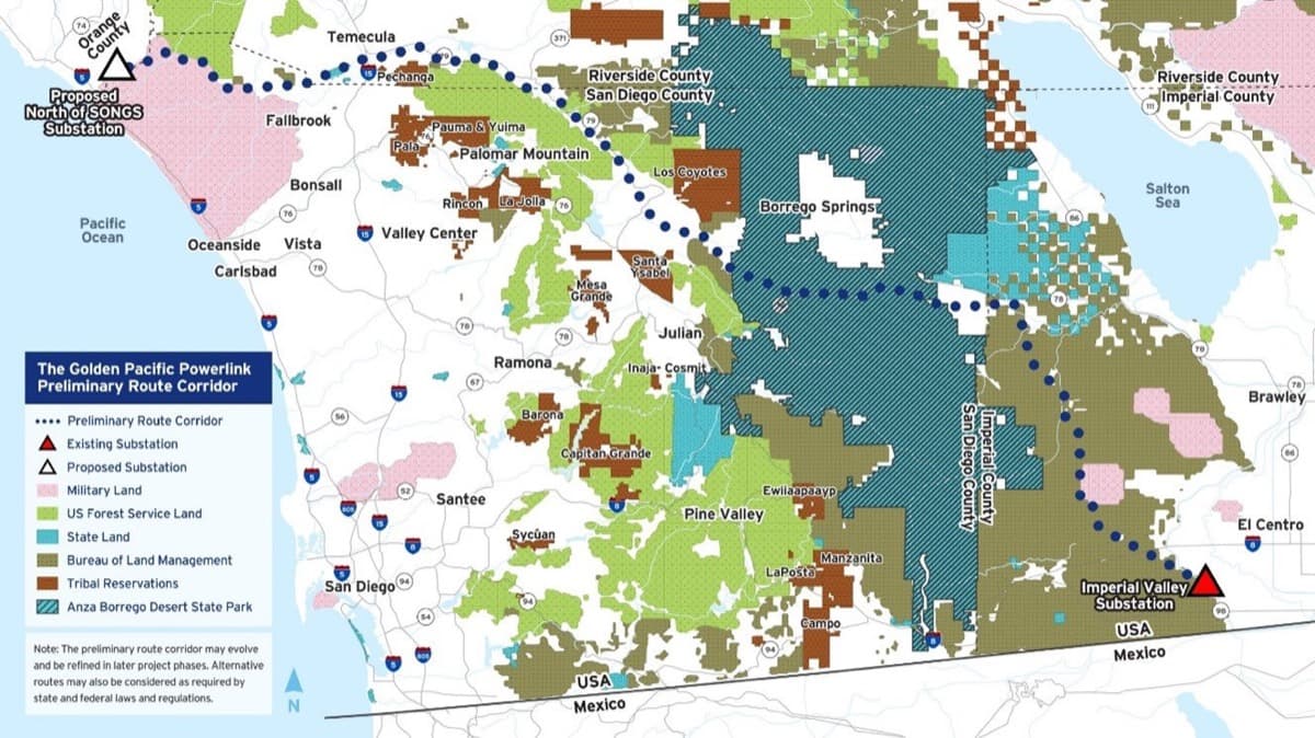 New High-Voltage Powerline Proposal Would Cut Through East County