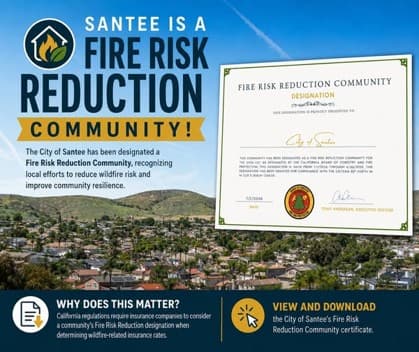 Santee Earns State Fire-Risk Reduction Designation