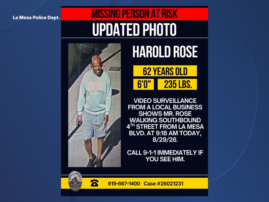 Silver Alert Issued for Missing At-Risk La Mesa Man